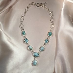 Sterling Silver Caribbean Larimar Necklace 20”